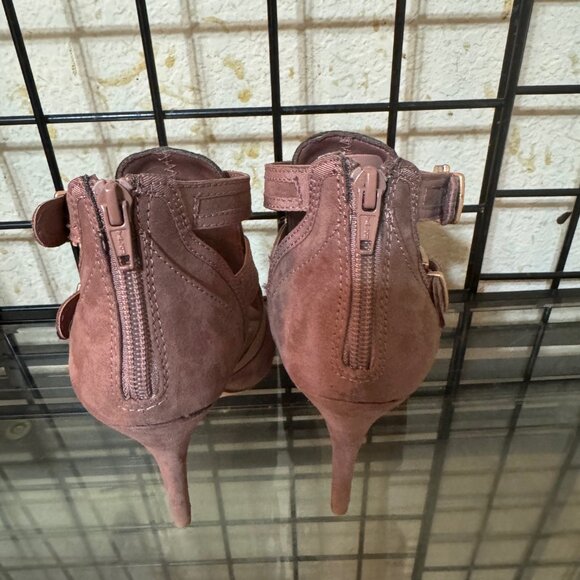 NEW NWOT Lauren Conrad Brown Suede Shoes Open Toe Heels 4 in heel Sz: 7M - Picture 5 of 8